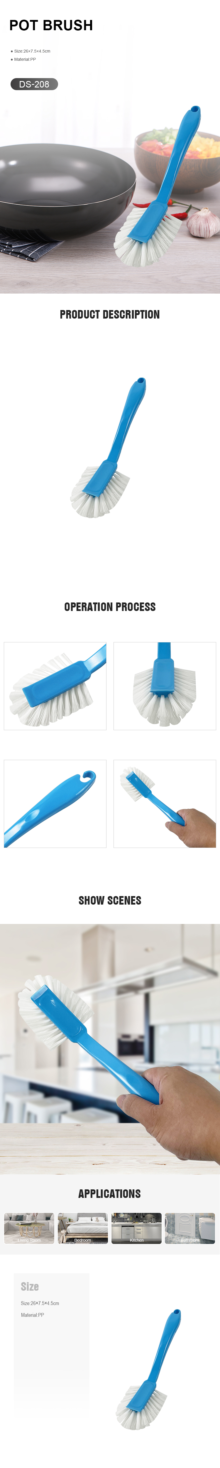 Kitchen Scrub Brush Sink Bathroom Brushes with Scraper Tip Comfortable Grip Bristles for Pot Pan Dishes Cleaning
