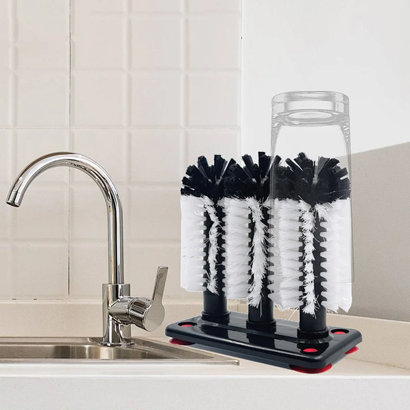2022 Best Selling Product Cleaning Brush Glass Cup Washer Brush Cleaner - 3 Brushes Per Base