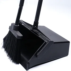 Broom and Dustpan Set with Long Handle for Home Kitchen Room Office Floor Cleaning Stand up Broom and Dustpan Set