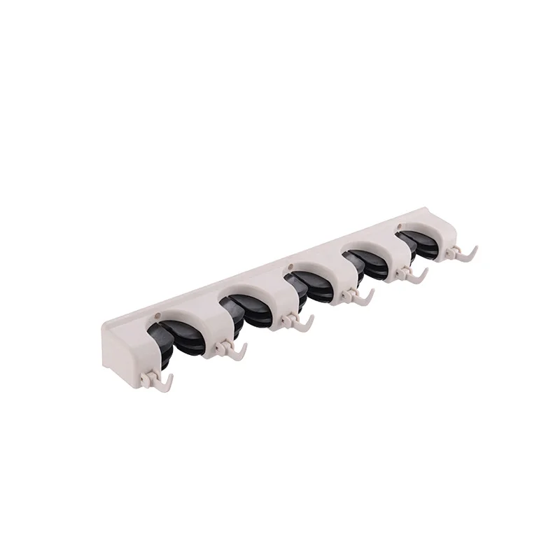 Mop Broom Holder, Wall Mounted Commercial Organizer Storage Rack for Garden Tools, Kitchen, Garage 5 Slots with 6 Hook