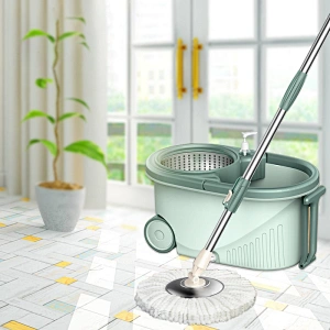 High quality Easy take 360 degree  wet and dry microfibre spin magic mop bucket set with  wheels