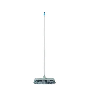 Push Broom Indoor Outdoor Rough Surface Floor Scrub Brush Long Handle Stainless Steel, for Cleaning Bathroom Kitchen Patio