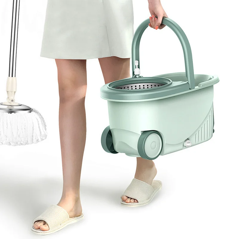 High quality Easy take 360 degree  wet and dry microfibre spin magic mop bucket set with  wheels
