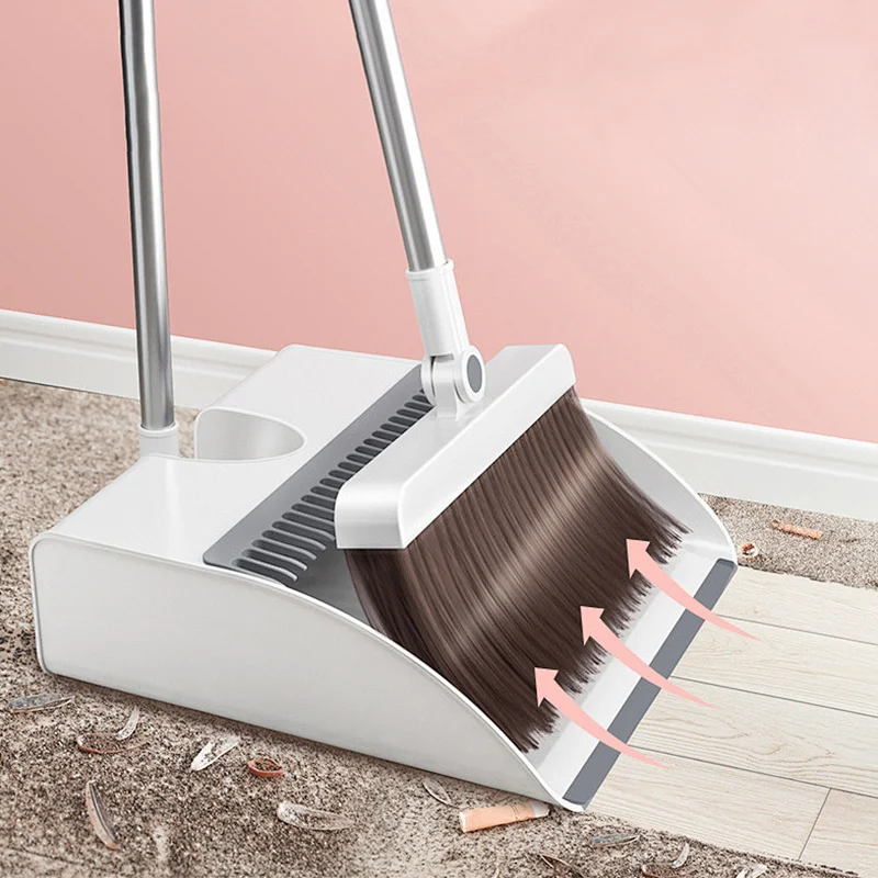 Broom and Dustpan Set, Broom Dustpan with Long Handle Set for Office and Home Standing Upright Sweep Use