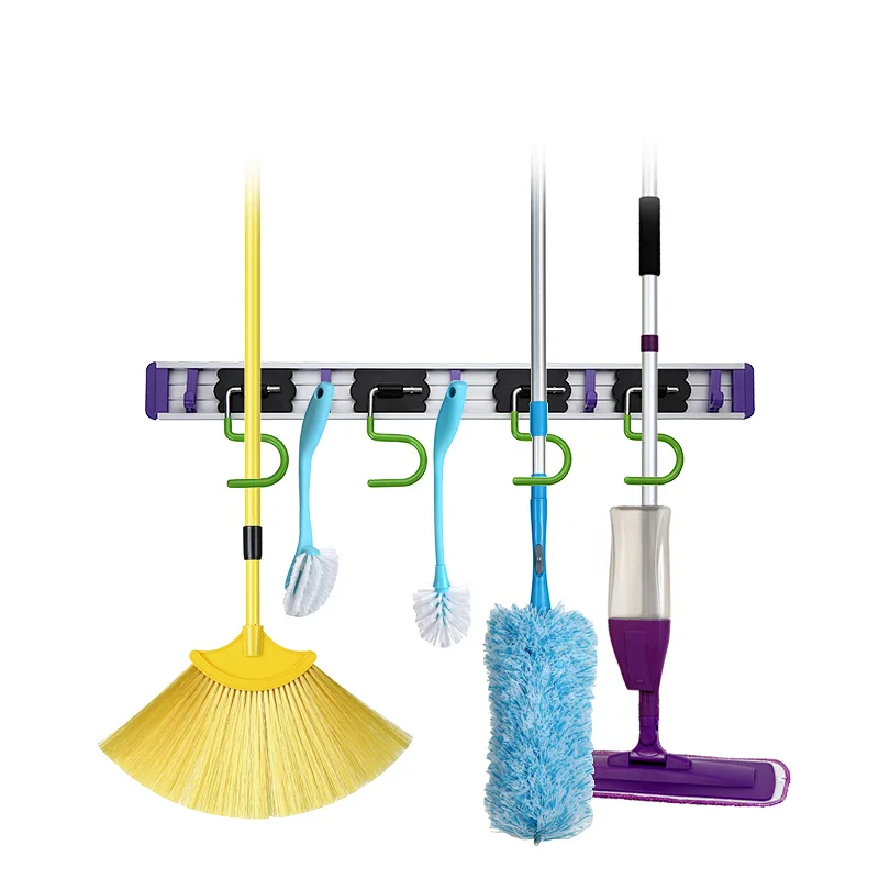 household storage holders & rack Wall Mounted Mop and Broom Holder Stainless Steel S Type Broom Rack Anti-Slip Mop holder hanger