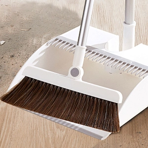 Broom and Dustpan Set, Broom Dustpan with Long Handle Set for Office and Home Standing Upright Sweep Use