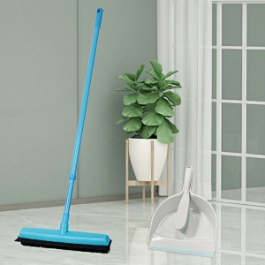 Telescoping Handle- Floor Squeegee Push Broom and Dustpan Set