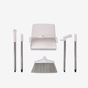 Long Handle Broom and Dustpan Set, Upright Dustpan Combo for Home, Kitchen, Room, Lobby Floor Use Without Bending