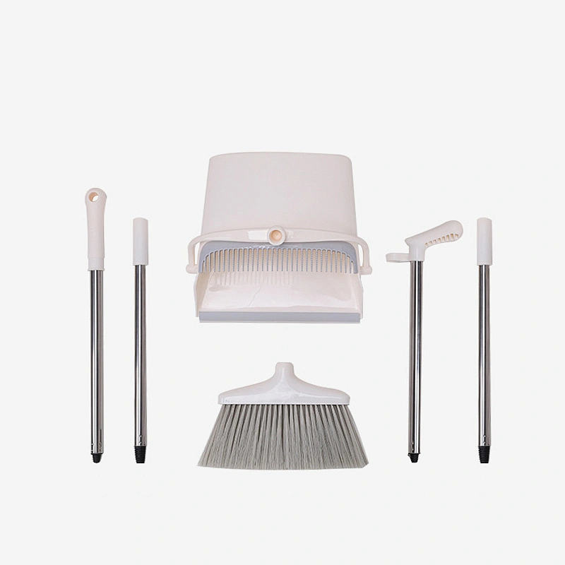 Long Handle Broom and Dustpan Set, Upright Dustpan Combo for Home, Kitchen, Room, Lobby Floor Use Without Bending
