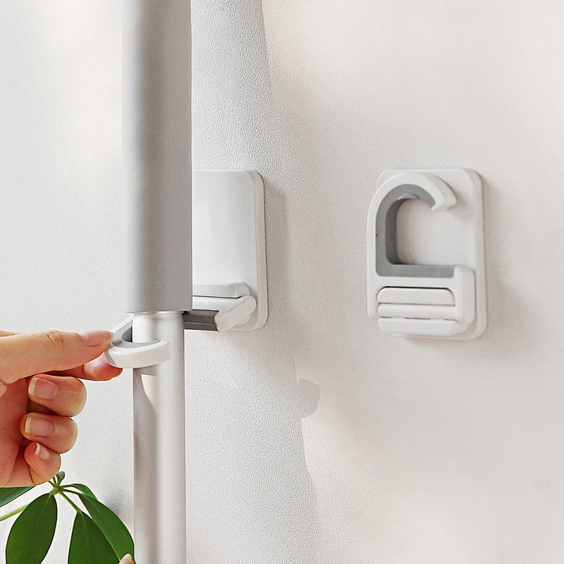 Hot Sale Wall Mounted  Home Door Nail-Free Storage Clamp Mop Hook Broom Holder for Bathroom
