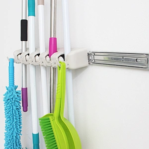 Magic Mop Broom Holder Wall Mount with slide Garden Kitchen Tool Organizer Wall Hanger for Home Goods