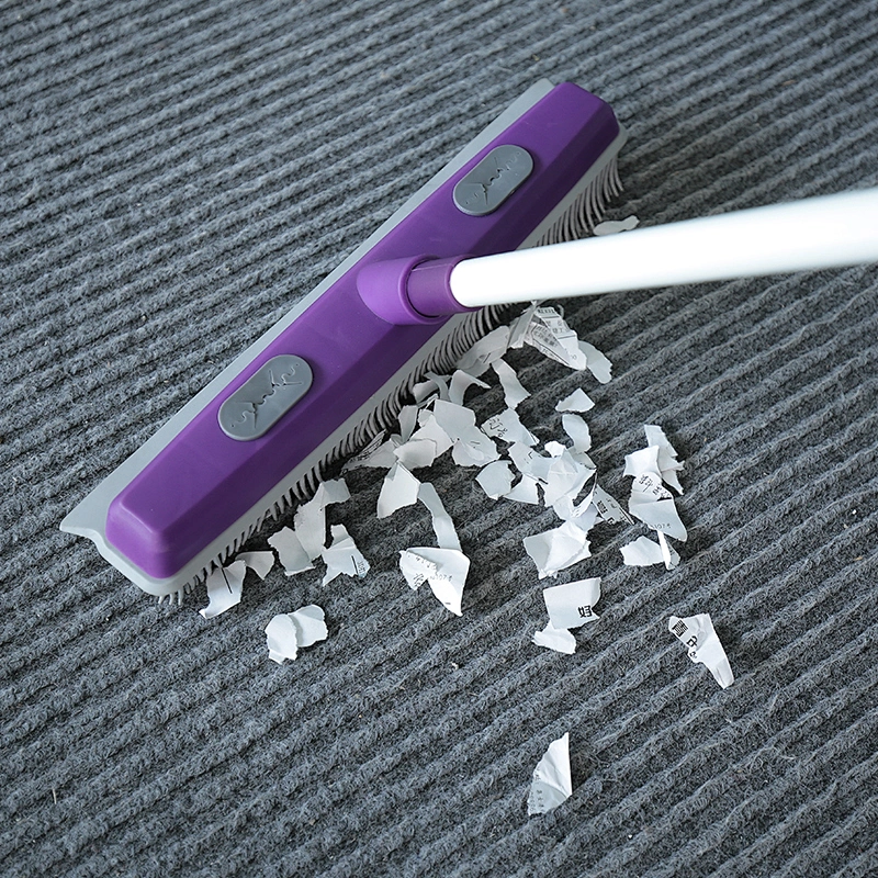 Multi-use pet carpet hair remover Soft Rubber Broom and Squeegee with Telescopic Handle