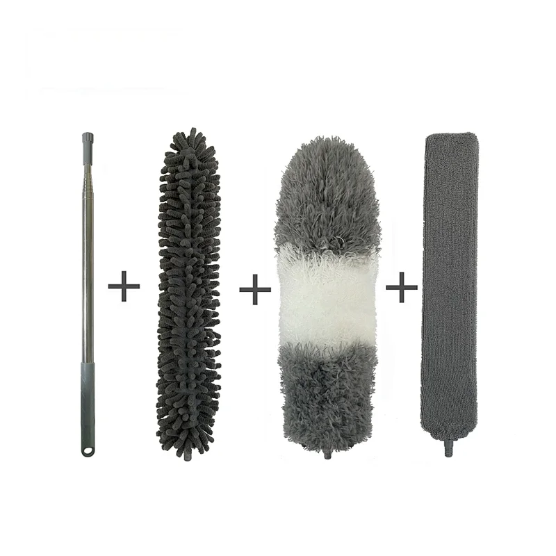 Microfiber Chenille Duster for Cleaning with Extension Pole 30 to 100 Inches Washable Feather Dusters for High Ceiling Fan Blinds Furniture Car