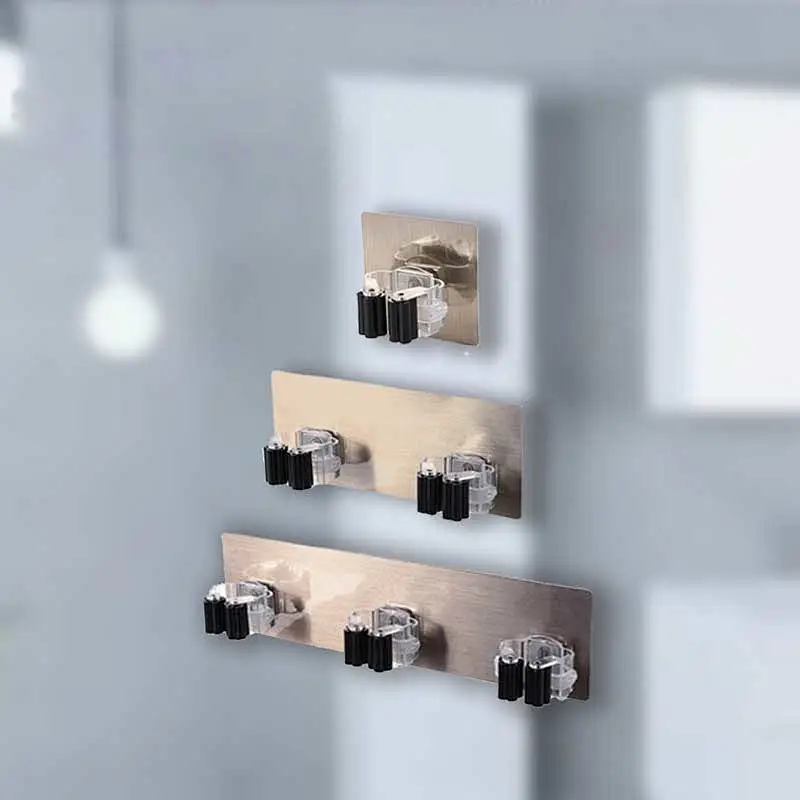 Broom Organizer Wall Mount Mop Holder Self Adhesive No Drilling Super Anti-Slip , Broom Hanger Wall Mounted & Tool Organizers