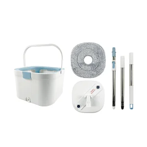 Spin Mop Bucket Floor Cleaning System with Water Filtration Spinner - Dry Wet Self Wringing Washable & Reusable Microfiber Mop