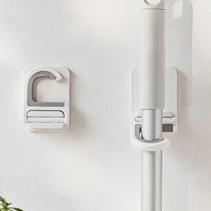 Hot Sale Wall Mounted  Home Door Nail-Free Storage Clamp Mop Hook Broom Holder for Bathroom