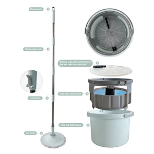 Home cleaning magic 360 degree  spin mop and bucket set  with separate of clean water and dirty water