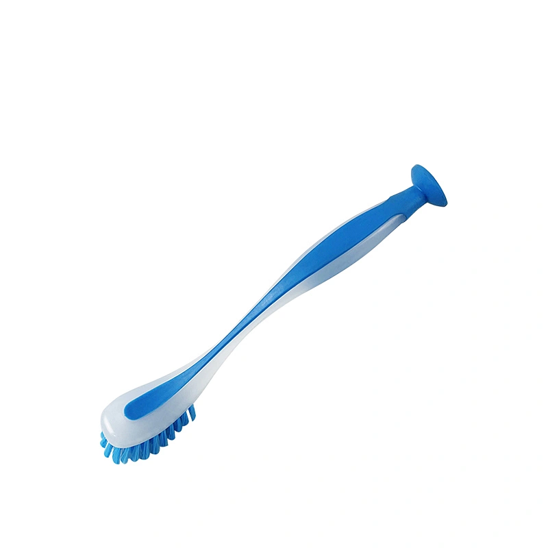 Dish Brush with Long Handle Built-in Scraper, Scrubbing Brush for Pans, Pots, Kitchen Sink Cleaning