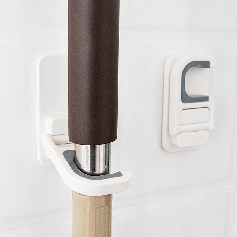 Hot Sale Wall Mounted  Home Door Nail-Free Storage Clamp Mop Hook Broom Holder for Bathroom