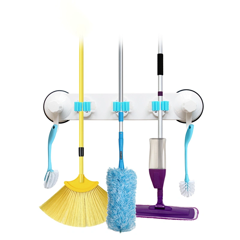 Bathroom Shelf Bathroom Suction Cup mop Holder Hook Towel Rack Wall Punch-Free mop Rack Wall-Mounted mop Rack