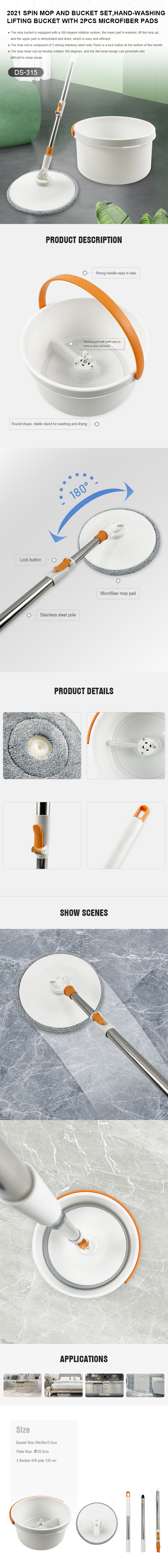 Microfiber Spin Mop & Bucket Floor Cleaning System with Washable and Reusable Pad, Self Cleaning Dry Wet Floor Mop for household