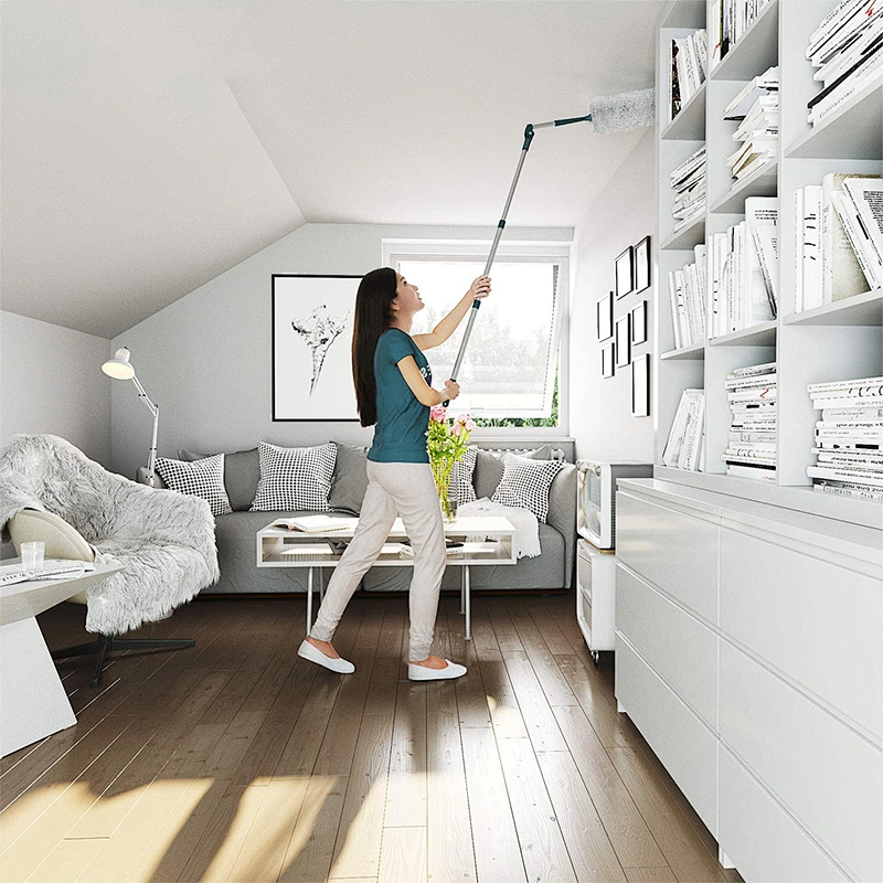 Microfiber Feather Duster with Extension Pole for Cleaning with Microfiber and Chenille Duster Head Washable Bendable Ceiling Fan Duster for High Ceiling