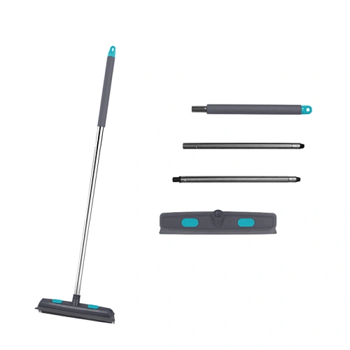 Rubber/TPR broom pet hair shredded paper floor cleaning tool with scraper for squeegee