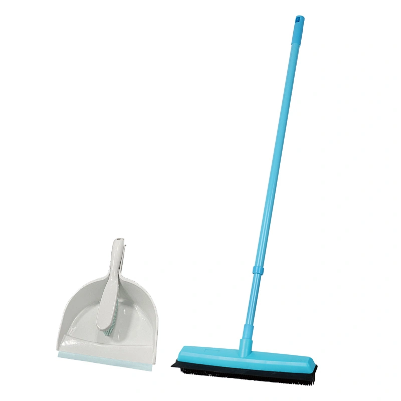Telescoping Handle- Floor Squeegee Push Broom and Dustpan Set