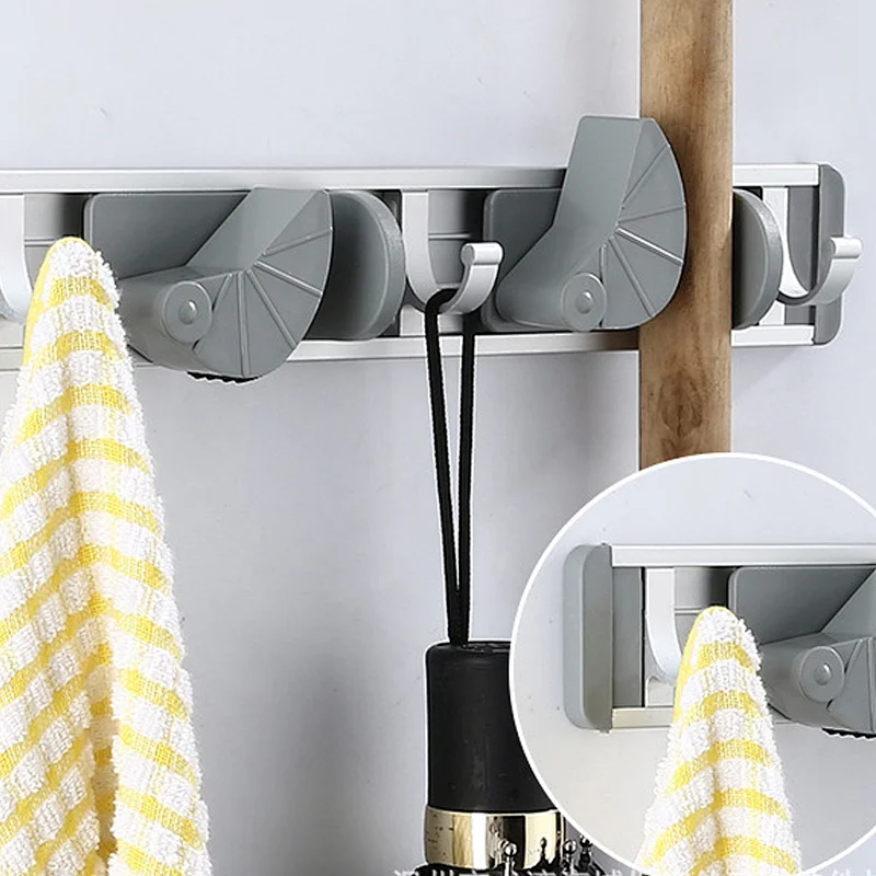 Aluminum Mop and Broom Holder Wall Mount,  Storage Racks for Garden Kitchen Tool Organizer Wall Hanger for Home Goods
