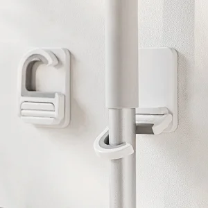 Hot Sale Wall Mounted  Home Door Nail-Free Storage Clamp Mop Hook Broom Holder for Bathroom