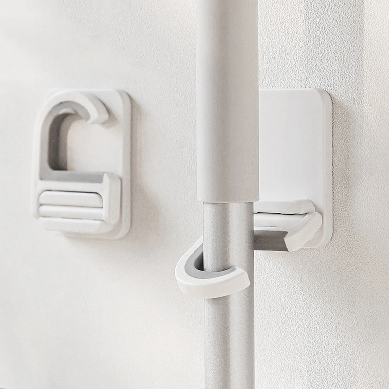 Hot Sale Wall Mounted  Home Door Nail-Free Storage Clamp Mop Hook Broom Holder for Bathroom