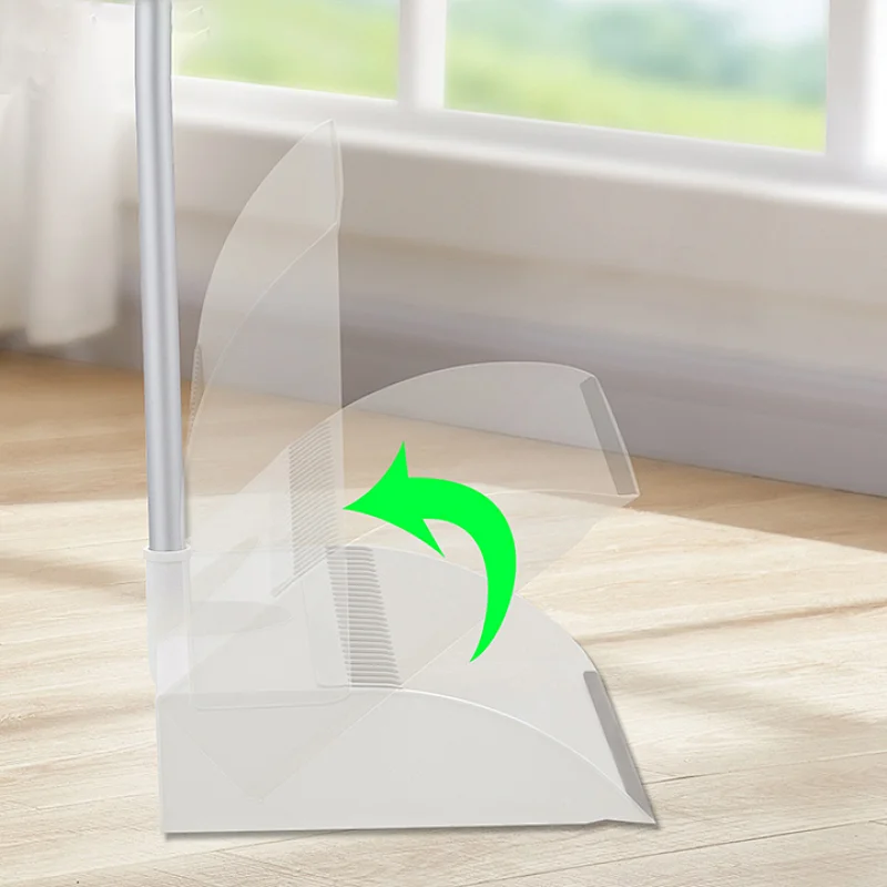Broom and Dustpan Set, Broom Dustpan with Long Handle Set for Office and Home Standing Upright Sweep Use
