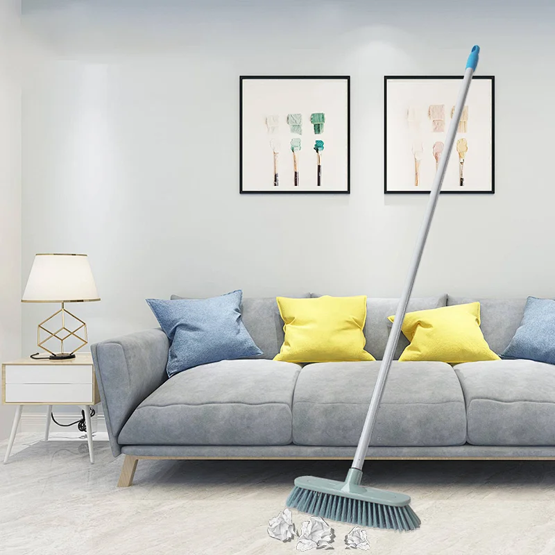 Push Broom Indoor Outdoor Rough Surface Floor Scrub Brush Long Handle Stainless Steel, for Cleaning Bathroom Kitchen Patio