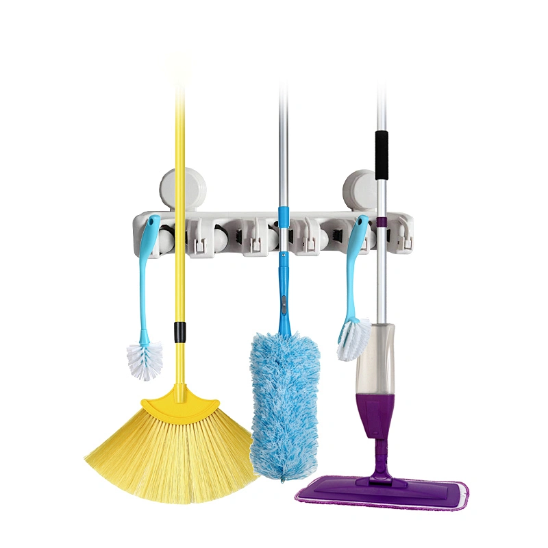 Broom Holder Wall Mount Self Adhesive Kitchen Suction Cup Mop Holder