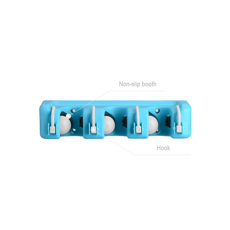 Mop and Broom Holder Wall Mounted 3 Position Storage Rack with 4 Retractable Hooks for kitchen, Garden Broom mop Organizer