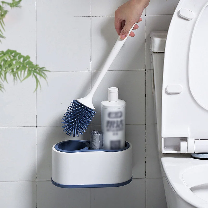 Household TPR Silicone Toilet Bowl Brush Set with Small Brush for Bathroom