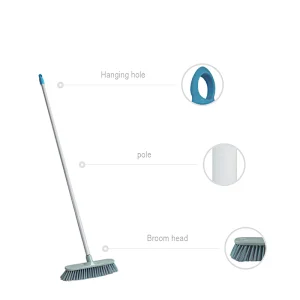 Push Broom Indoor Outdoor Rough Surface Floor Scrub Brush Long Handle Stainless Steel, for Cleaning Bathroom Kitchen Patio