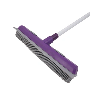 Multi-use pet carpet hair remover Soft Rubber Broom and Squeegee with Telescopic Handle