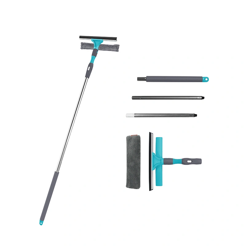professional window glass cleaning tools 2 in 1 Kit Microfiber double sided telescopic Window Squeegee cleaner with long handle