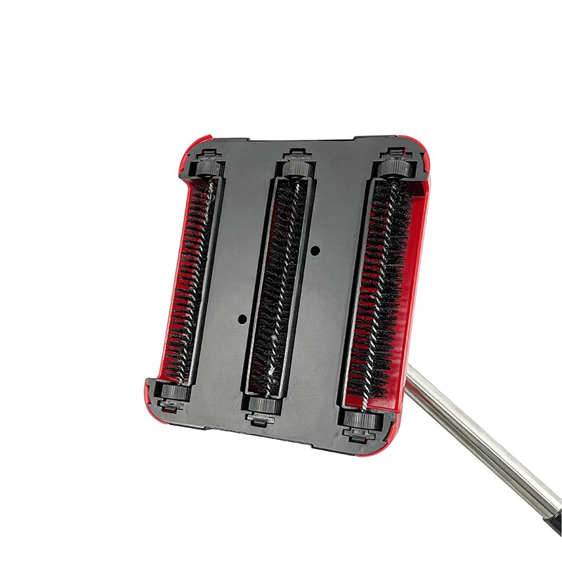 Triple Brush Floor & Carpet Sweeper- mechanical hand push broom sweeper - Easy Manual Sweeping broom for floors