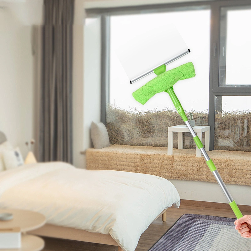 Extendable Handle Outdoor Indoor Windows Window Cleaner Squeegee with Microfiber Duster