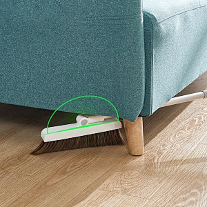 Broom and Dustpan Set, Broom Dustpan with Long Handle Set for Office and Home Standing Upright Sweep Use