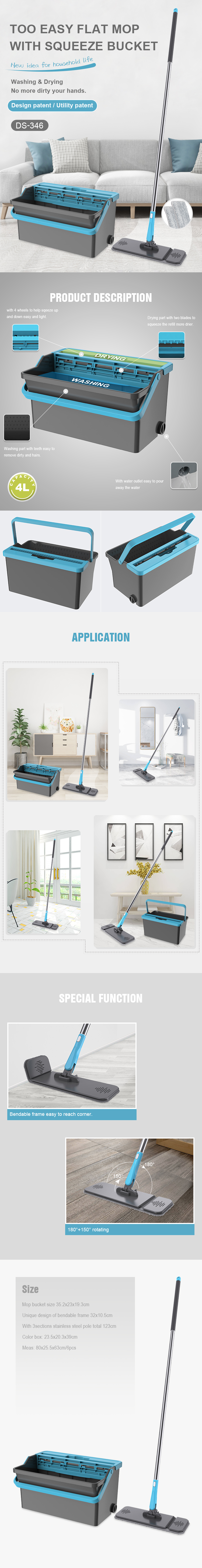 2022 hot sales household Magic floor cleaning tools Dry And Wet Separate floor mob cleaning flat squeeze mop and bucket set