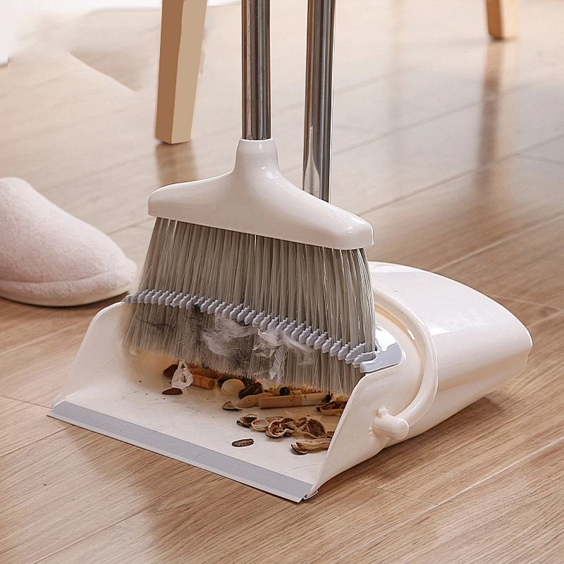 Long Handle Broom and Dustpan Set, Upright Dustpan Combo for Home, Kitchen, Room, Lobby Floor Use Without Bending