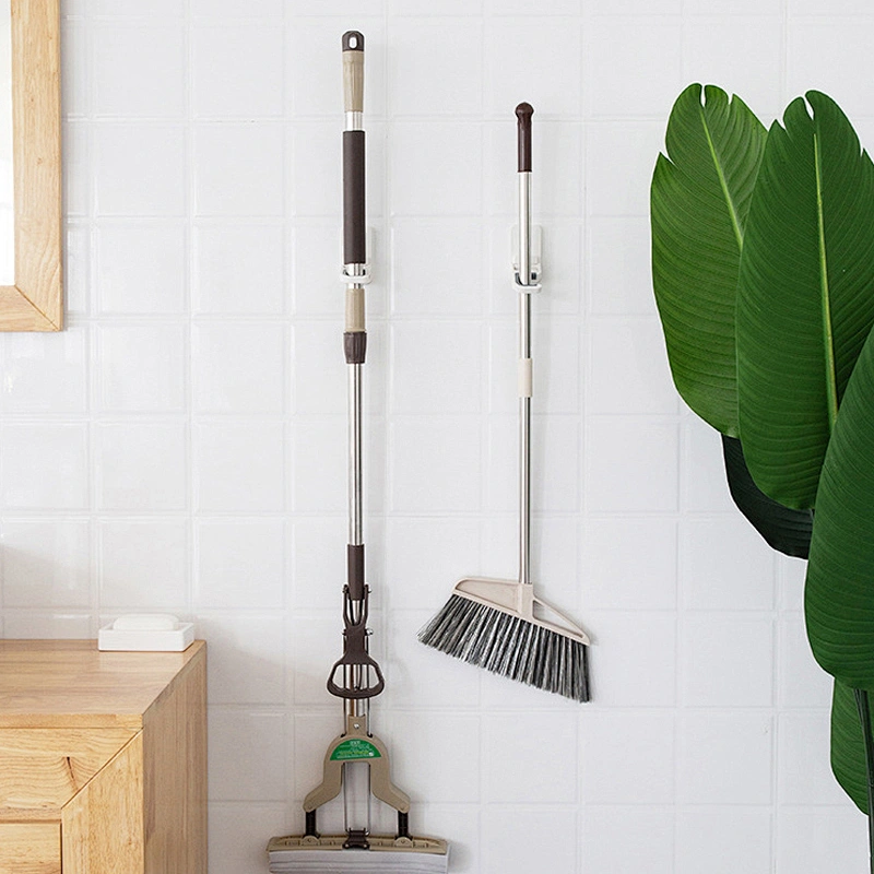 Hot Sale Wall Mounted  Home Door Nail-Free Storage Clamp Mop Hook Broom Holder for Bathroom