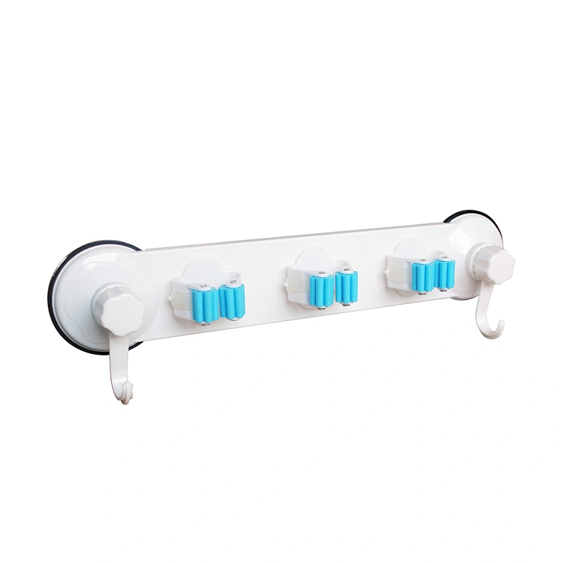 Bathroom Shelf Bathroom Suction Cup mop Holder Hook Towel Rack Wall Punch-Free mop Rack Wall-Mounted mop Rack