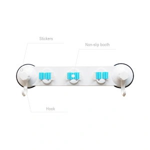 Bathroom Shelf Bathroom Suction Cup mop Holder Hook Towel Rack Wall Punch-Free mop Rack Wall-Mounted mop Rack