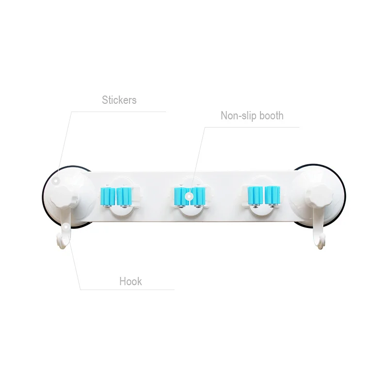 Bathroom Shelf Bathroom Suction Cup mop Holder Hook Towel Rack Wall Punch-Free mop Rack Wall-Mounted mop Rack