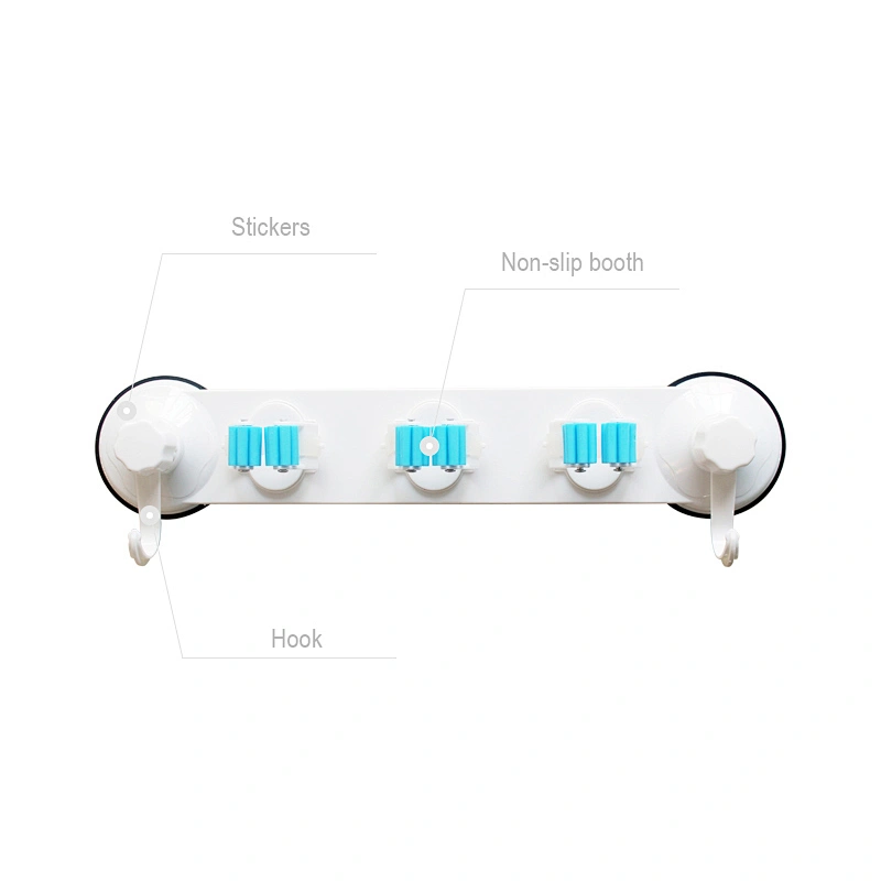 Bathroom Shelf Bathroom Suction Cup mop Holder Hook Towel Rack Wall Punch-Free mop Rack Wall-Mounted mop Rack