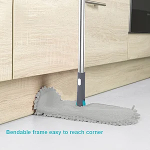 Hot sales bendable Microfiber and chenille easy cleaning floor Double sided flat mop